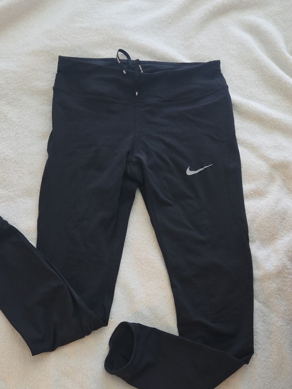 Nike Black Womens' Stretch Athletic Leggings with Reflective Swoosh